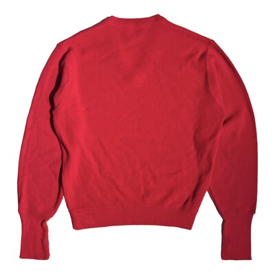 VTG Christian Dior USA Made Knit Orlon Acrylic V Neck Sweater Red