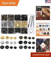 Stylish Leather Snap Fasteners in Retro Style - 120 Sets with Organizer Box