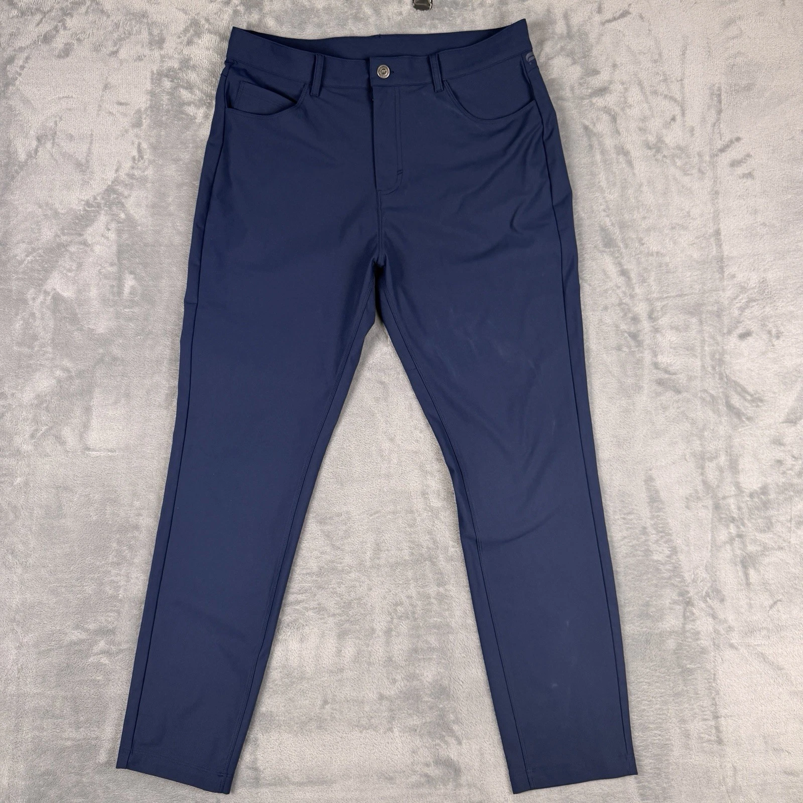 Fabletics The Don Pant Men 32x30 Navy Blue 5 Pocket Slim Stretch Water Resistant