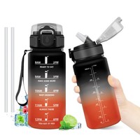 Trinkflasche 500Ml Auslaufsicher Mit Strohhalm Zeitmarkierung Sportflasche