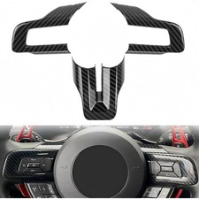 Carbon Fiber Steering Wheel Cover Trim For 2015-2023 Ford Mustang Black