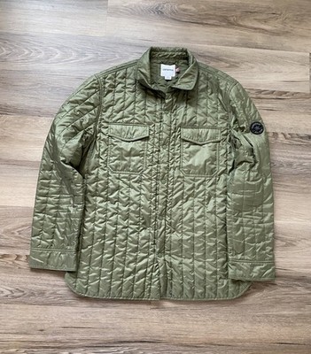 Converse All Star Green Puffer Down Snap & Zip Jacket Coat Size XL Primaloft