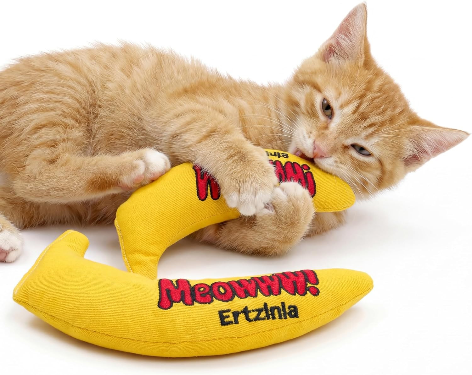 Catnip Banana Cat Toy, 100% Pure Catnip Filled Natural Interactive Plush Chew To