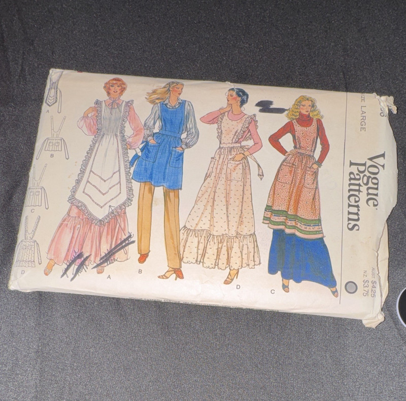 Vogue 8375 Vintage 1970s Misses Apron Pattern Uncut Plus Size 12-18