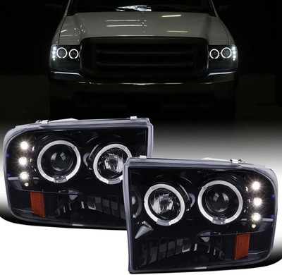 1999-2004 Ford F250-F550 Excursion LED Dual Projector Headlights Smoke