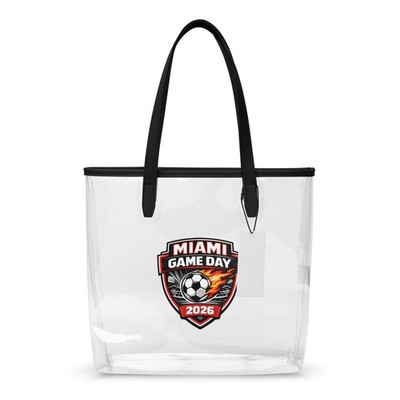 Clear Tote Bag Stadium Approved Miami Soccer Fan Fire Red Flame Badge