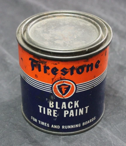 VINTAGE FIRESTONE BLACK TIRE PAINT 16 OZ. CAN WITH PARTIAL CONTENTS
