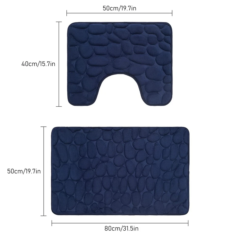 2 Stück Rutschfeste Badematten Set Angenehm Weiches WC Badezimmer Bad-Teppiche - Bild 4 von 4