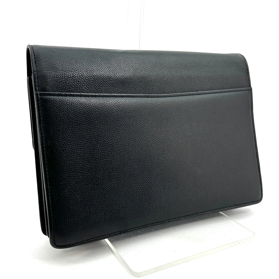 Auténtico bolso clutch de cuero negro vintage Saint Laurent Yves Saint Laurent YSL Foto 4 de 4