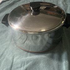 Revere Ware 4 1/2 Qt Stockpot Stainless Steel Copper Bottom Double Handle Lid