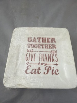 Ciroa SIMPLE SERVE Gather Together Give Thanks Eat Pie Appetizer Plates 4 Pieces