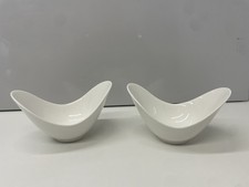 2  White PAUSA DINNERWARE Dipped Scooped Dip Bowls - Fine China  - VGC