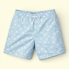 Trunks Surf Swim Co Palm Tree Swim Trunks Men s Large Blue Lined Shorts