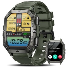 Military Smart Watches for Men Answer/Make Calls , 2.02, Green