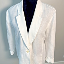 Love Linen J Jill Blazer Womens L White Jacket Coastal Preppy Minimalist CLEAN