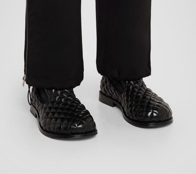 Moschino Men's Black Leather Camden Quilted Loafers Shoes Size 41