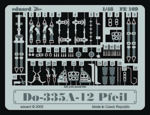 Eduard Accessories Fe169 - 1:48 Dornier Do 335A-12 Pfeil - Etched Set - New