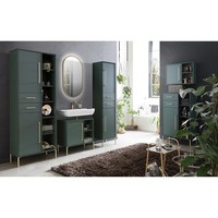 BadmöBel Set In WaldgrüN Inkl. Beleuchtung Highboard Hochschrank Unterschrank