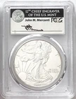 1997 SILVER EAGLE PCGS MS70 JOHN MERCANTI HAND SIGNED FLAG LABEL