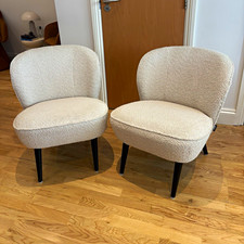 Woood Beige Boucle Upholstered Accent Chairs Set of 2, Wood Frame, Indoor