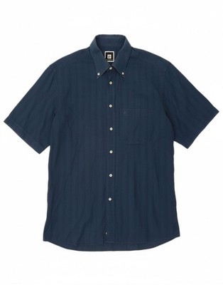ROCCOBAROCCO Herren Kurzarm Hemd Größe 17 43 XL dunkelblau gestreift CC03