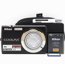 Nikon Coolpix S220 10.0MP Compact Digital Camera Black Tested Full Kit VGC