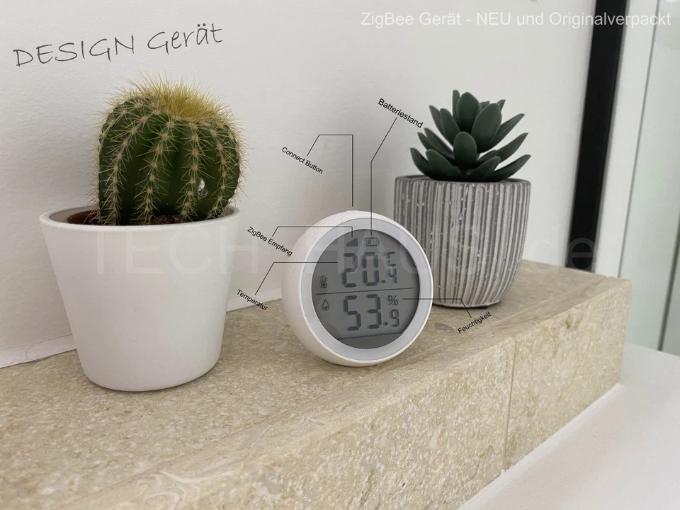 NEU Zigbee Thermometer Temperatur & Feuchtigkeit mit Display *rund* - Bild 2 von 4