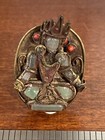 Nepal Carved Face Sitting Deity Cuff links Unisex Glass Figural Brass Artisan — photo 5