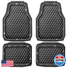 CAR PASS Bling Diamond Heavy Duty All-Weather Rubber Car Floor Mats 3pcs Set