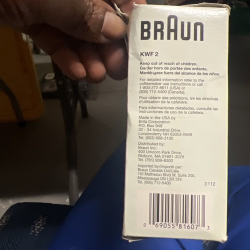 Braun Water Filter KWF2 KFT16 - 2 Pack - New Sealed Flavorselect