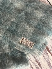 Vintage Gorgeous Green Andrew Stewart Mohair Wool Scarf Woven In Scotland