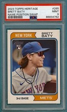 2023 Topps Heritage Brett Baty RC Name Position Swap #265 PSA 9! Mets!