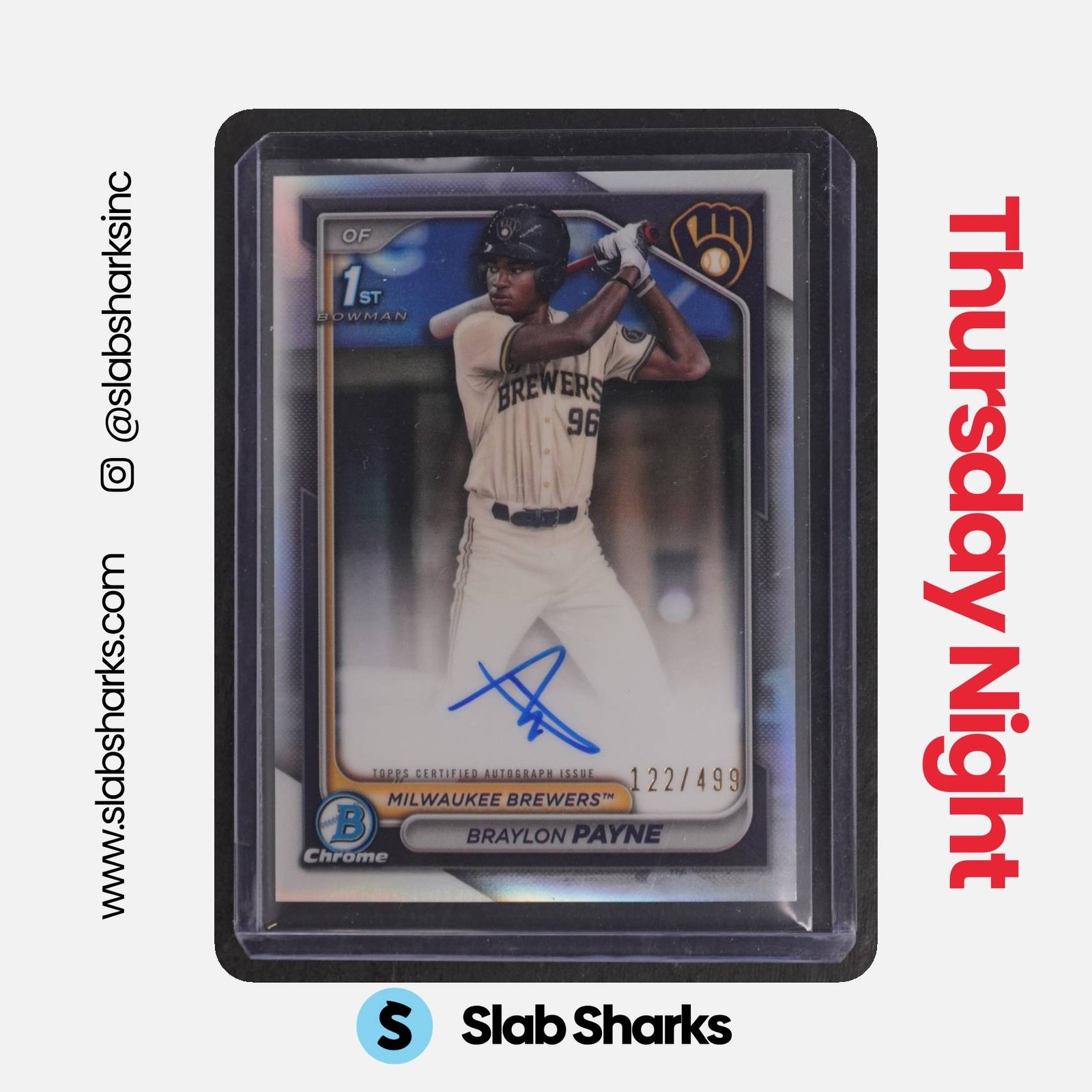 2024 BOWMAN DRAFT #CPA-BP BRAYLON PAYNE CHROME AUTO REFRACTOR 1ST PROSPECT /499