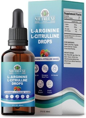 L-Arginine L-Citrulline Liquid 60ml - Supports Endurance & Recovery with  1000mg