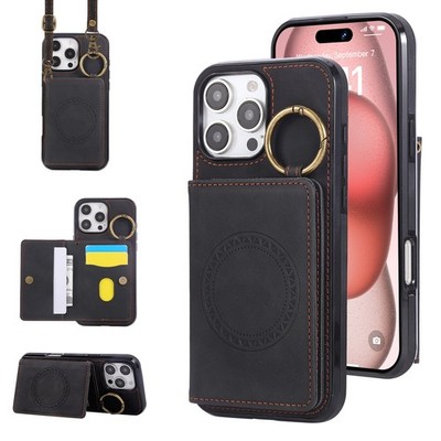 Crossbody Wallet Case with Card Slots For iPhone 16e 16 Pro Max 15 14 13 12 11