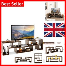 Modern Wooden TV Stand for 65 Inch TVs Rustic Brown 3-Piece Adjustable Console