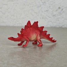 Pre-Historic Dinosaur Stegosaurus Red Color 3.75" Long Kid's Toy Diarama