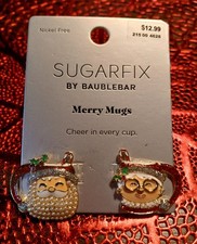 Sugarfix By BaubleBar Earrings Holiday Santa  Mrs Claus Earrings "Merry Mugs"