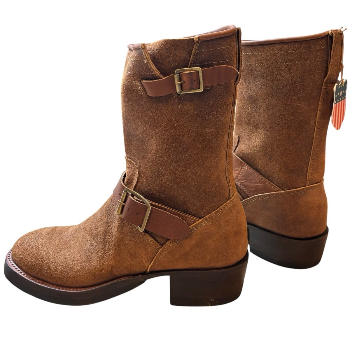 Double RL Miller Engineer Boots Mens 7D Brown Suede Roughout Ralph
