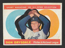 1960 Topps #570 Don Drysdale, Sport Magazine All Star, 7th Series, EXMT+
