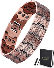 3X Strength Magnetic Bracelet for Men, 99.99 Pure Copper Bracelet with Magnets,