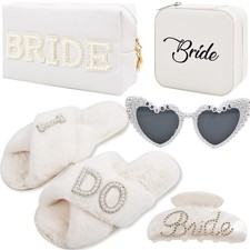 Bridal Shower Gifts for Bride - 5 Pcs Bride to Be Gift Set, I DO Slippers, Ma...
