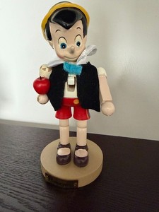 Vintage Disney Pinocchio Wooden Figurine Hand Painted Folk Art Nutcracker