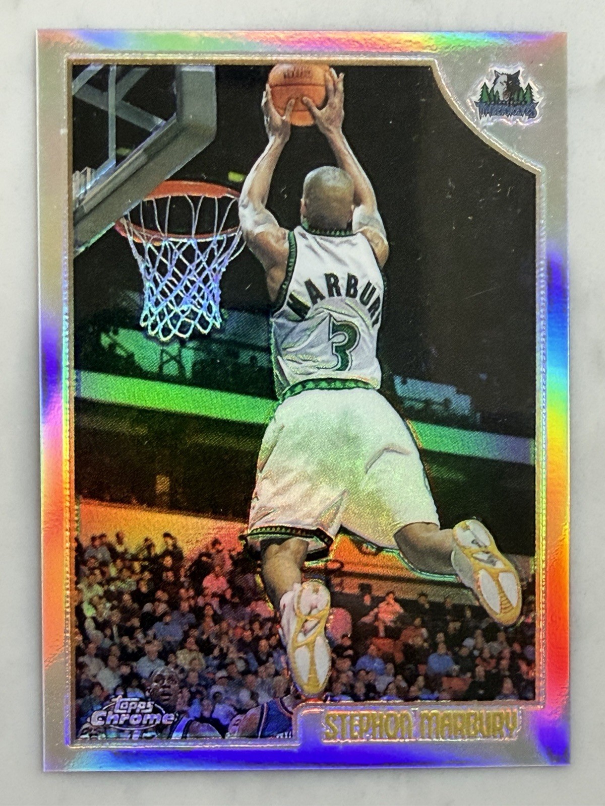 1998-99 Topps Chrome Refractor Stephon Marbury #58 Minnesota Timberwolves