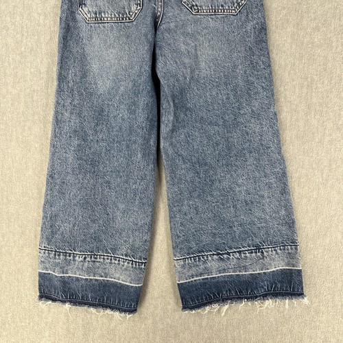 Gap Stride Jeans Girl's 12 Blue Ankle Wide-Leg Denim Hi-Rise Button Fly 25Wx22L - Picture 8 of 13