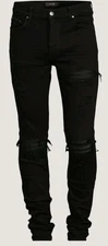 AMIRI   Mx1 Skinny Jeans With Leather Patches Sz 32 New With  Tags .