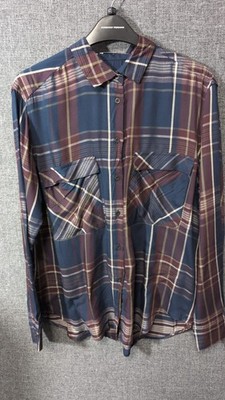 Mango Suit Kariertes Hemd Navy UK XS LN064 GG 07