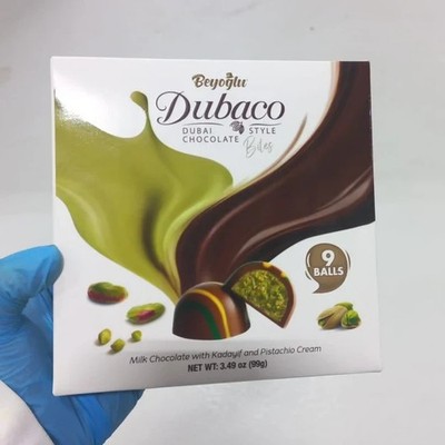 2x Luxury Dubai Style Pistachio & Kadaif Filled Pralines-9 Piece Gift Box-3.49oz