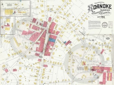 Roanoke, Alabama Restored Map 1921 Randolf County West Point Lake FREE SHIPING!