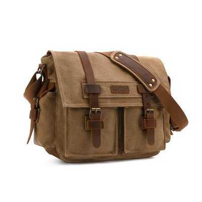 Leather Canvas Camera Bags for Men Vintage DSLR SLR Messenger Shoulder Bags K...